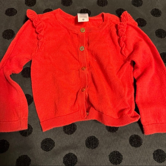 Carter's Vibrant Red Ruffle Cardigan - Picture 1 of 3